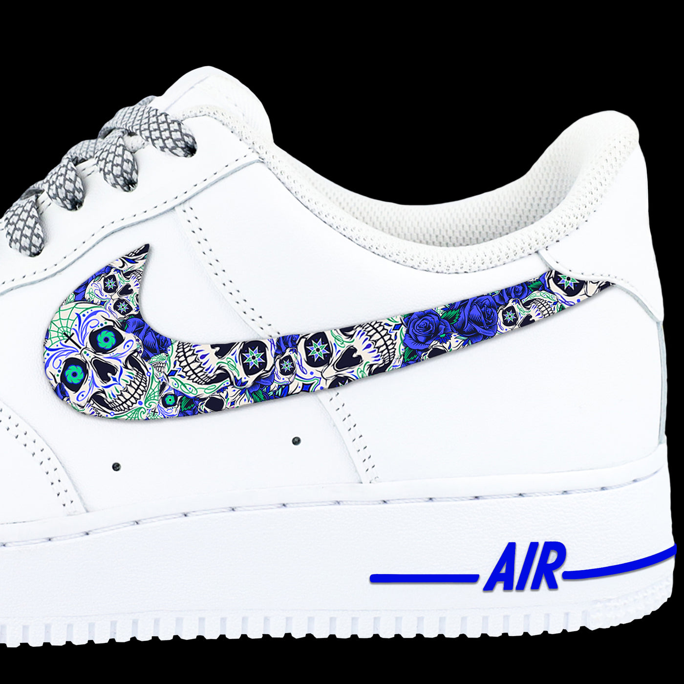 Blue Day of the Dead Air Force 1 Check Wrap