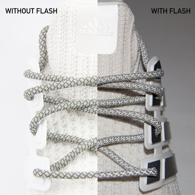 Light Gray 3M Reflective Round Laces